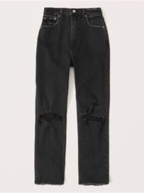NWT Curve Love Abercrombie & Fitch Black Distressed High-Rise Ankle StraightJean
